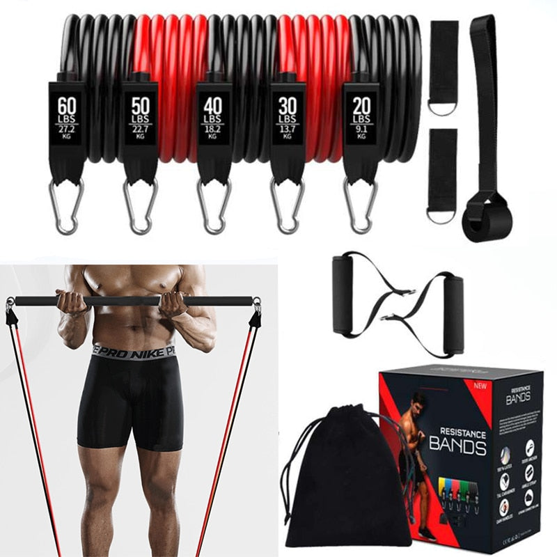 Portable Gym Bar Kit with Resistance Bands