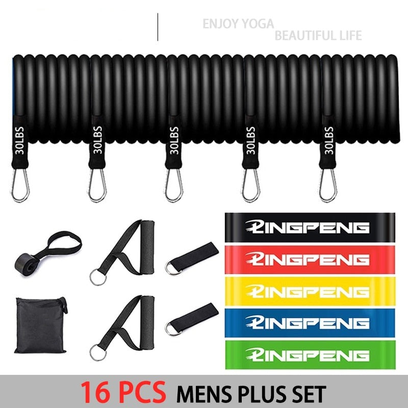 Resistance Elastic Band Strength Training Rod Set