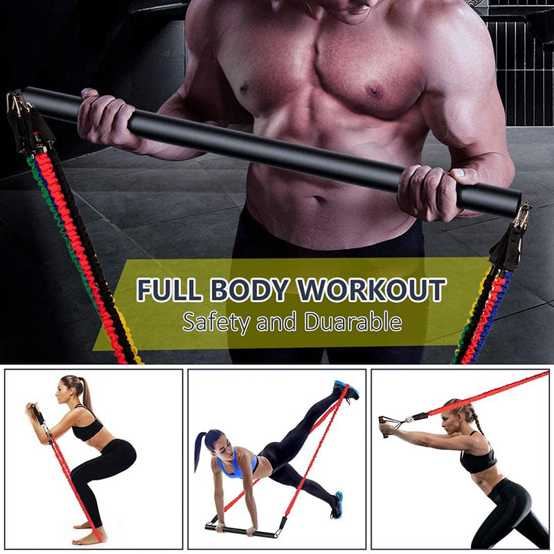 Resistance Elastic Band Strength Training Rod Set