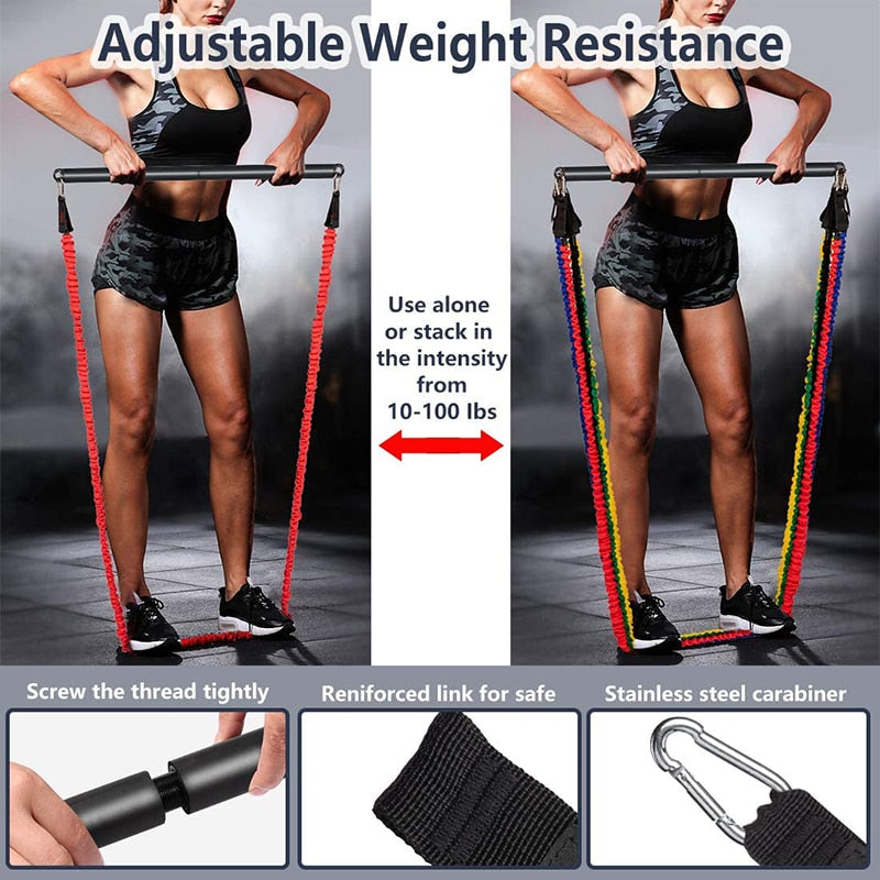 Resistance Elastic Band Strength Training Rod Set